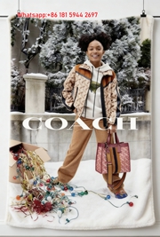 Coach Leather Jacket Print Flannel Throw Blanket C233